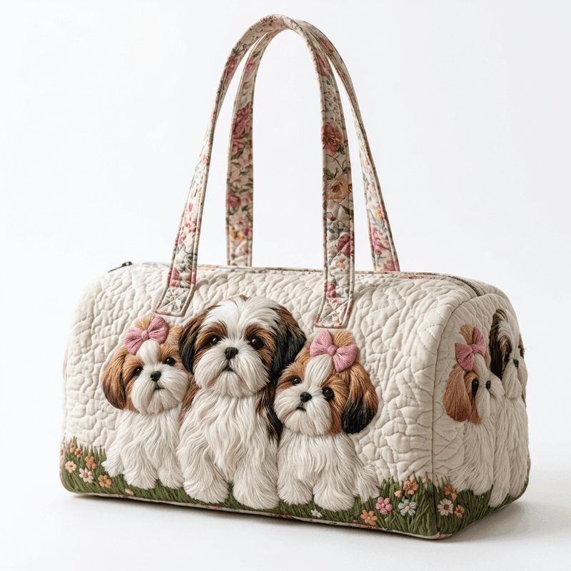 TEMU Quilted 3d Floral Print Large Capacity Duffle Bag, Cute Boho Travel Weekender Bag For Women, Easy Carry Machine Washable Tote Bag, Adorable Handbag For Shopping Work