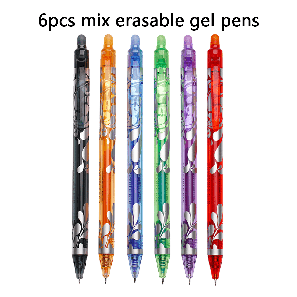 TEMU 0.5mm Retractable Erasable Gel Pen Set Correct Writing Errors With Water-washable Barrels High-quality Yet Affordable School And Office Stationery Writing Supplies (6 Erasable Pens