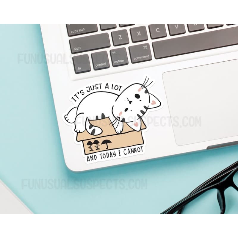 TEMU Sticker Featuring A Cat That Says 'i Cannot Yourself', Adorable Kitty Sticker, Kawaii Cat Decal, Laptop Decoration, Gift For Cat Enthusiasts