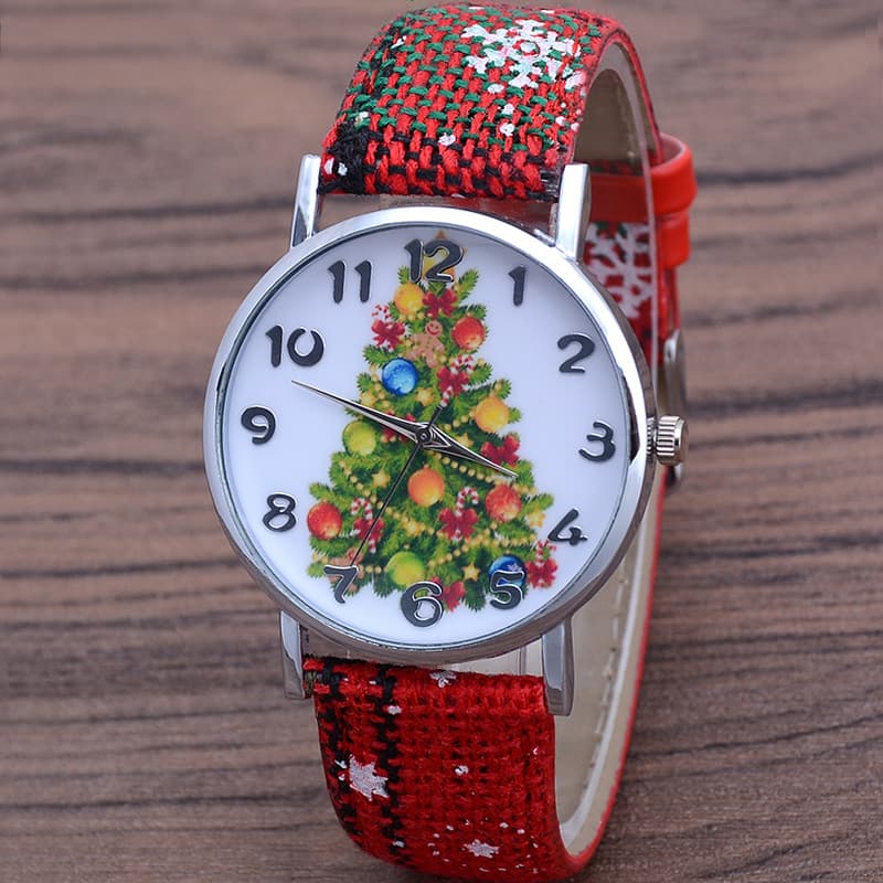 TEMU 2025 Cute Christmas Tree Women's Watch - Large Number Scale, Christmas Tree Decorative Dial, Silicone Strap, Christmas Gift , , Couple Watch