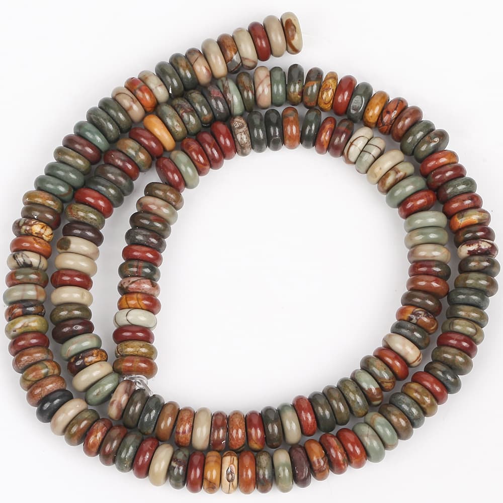 TEMU 2d Flat - 164pcs Of 6x2mm Natural Picasso Jasper Stone Beads In A Flat Disc Shape, Perfect For Jewelry Such As Bracelets And Necklaces