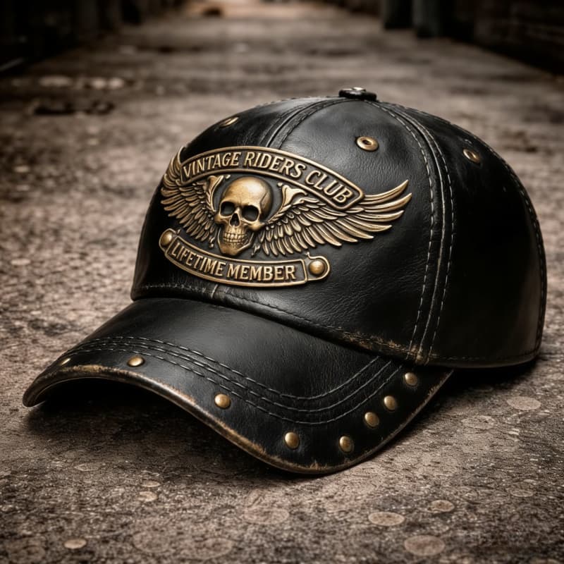 TEMU Vintage Biker Skull Wing Print Adjustable Dad Hat, Vintage Motorcycle Baseball , Suitable Motorcycle Enthusiasts, Bikers, And Everyday Casual Wear Printed Hat