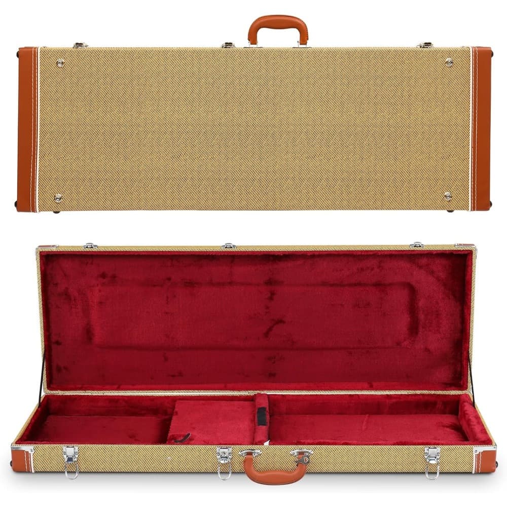 TEMU Electric Guitar Hard Case, Rectangle Wooden Standard 39-inch Electric Guitars Protective Carrying Case For Kst/ Ktl/ 170 Model With Lock Latch Padding