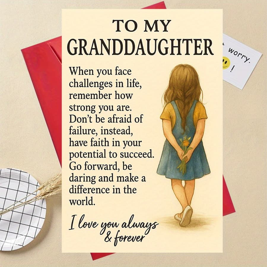TEMU 1pc Perfect Giftinspirational Card For Granddaughter Encouragement Perfect Gift For Grandparents To Strength And Success On Any Special Occasion Or Moment