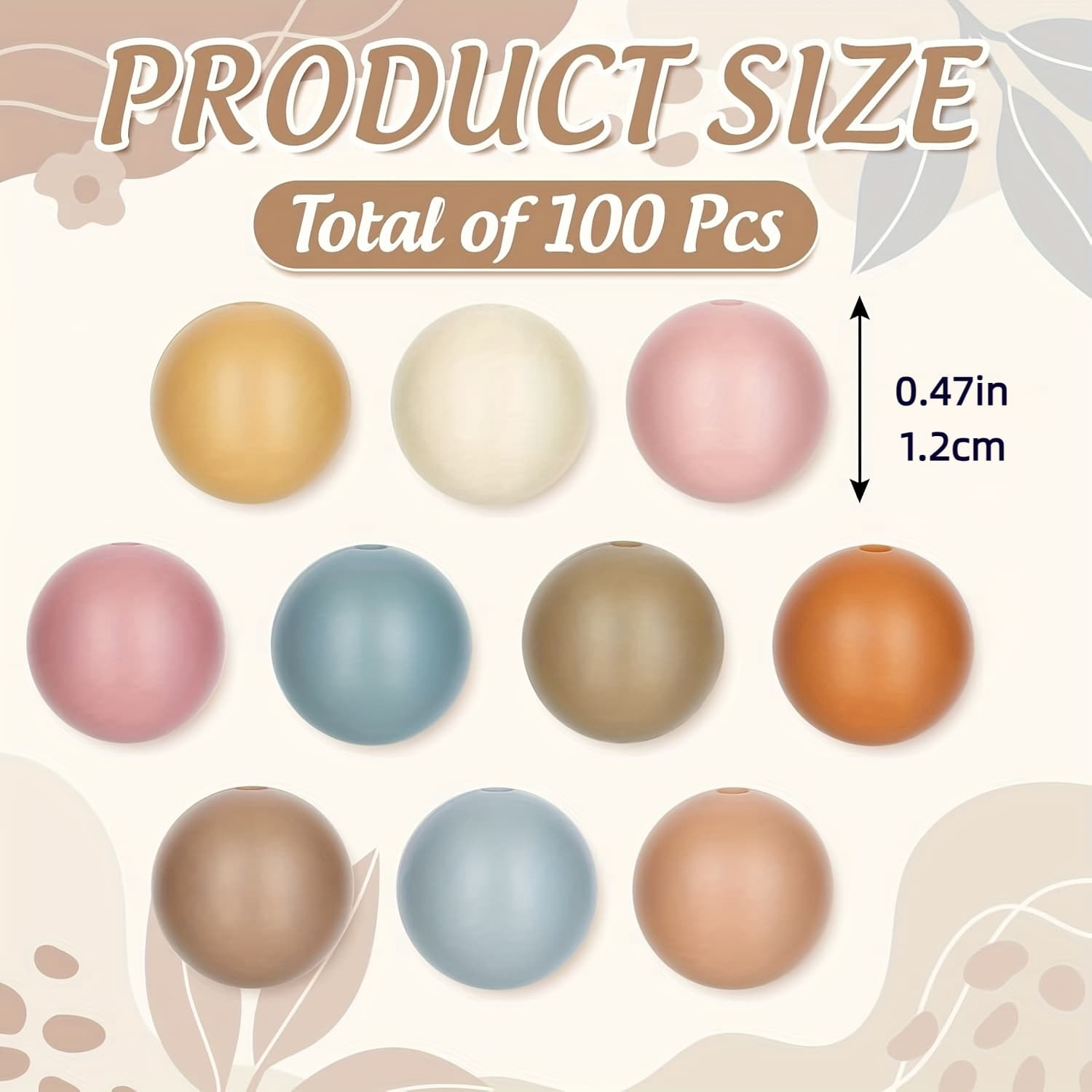 TEMU 100pcs 12mm Bohemian Style Round Silicone Beads, Suitable For Jewelry Making Diy Necklace Bracelet Decoration Accessories