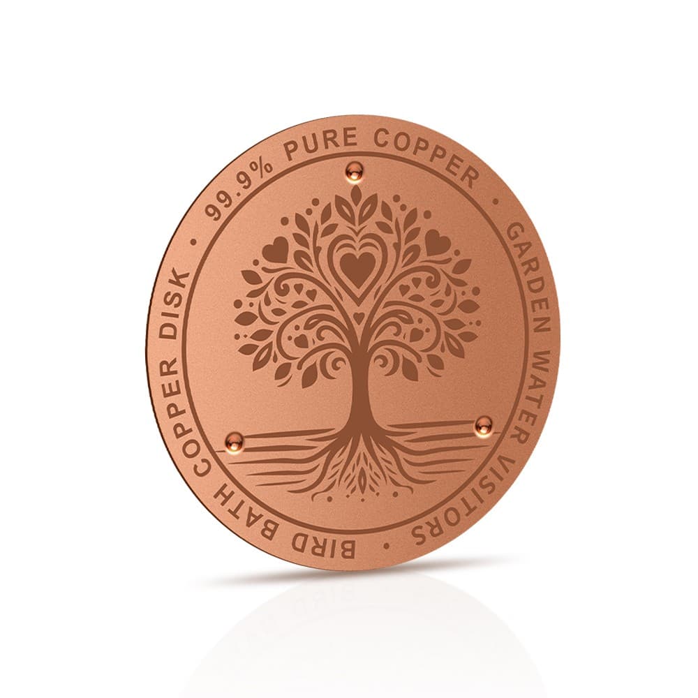 TEMU 1pc Tree Of Life Shaped Bird Bath Copper Purification Disk, 99.9% Pure Copper Water Cleaning Disk For Outdoor Garden , Fresh Keeping Disk, Universal Fit For Backyard Fountains And Water Features