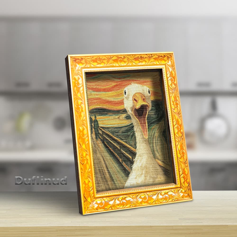 TEMU A Wooden Funny Goose Fridge Magnet That The Of The Famous Painting 'the Shriek'. This Small And Cute Wooden Fridge Magnet Adds A Touch Of Fun To Your Kitchen Refrigerator Door