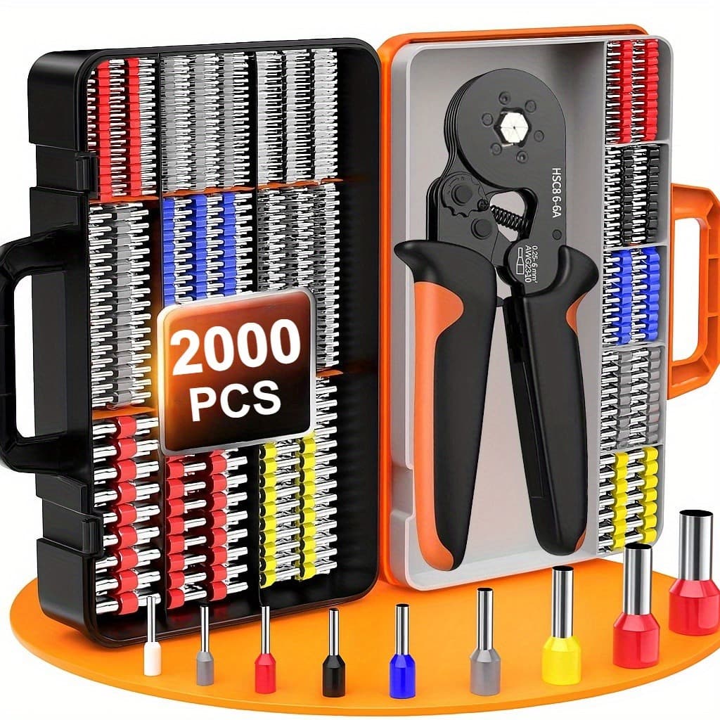 TEMU 2000pcs Hsc8 6-6 Crimp Tool Kit With Terminal Types, Wire Crimping Pliers Kit, Hex Crimping Pliers, 0.25-6mm²/awg23, Suitable For Wire Connectors