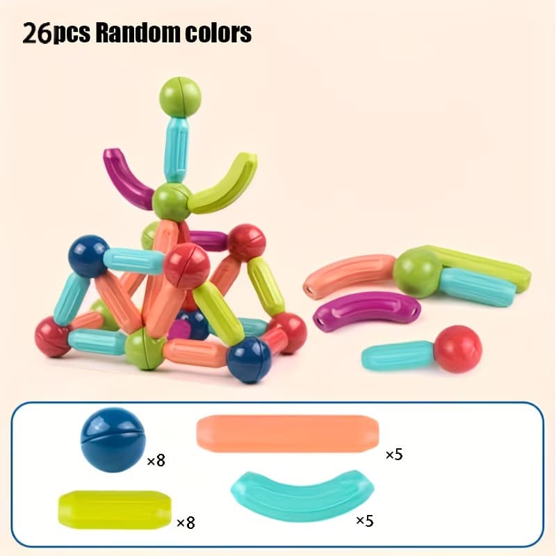 TEMU Magnetic Building Sticks, Suitable 3 And Up, Educational Toy, Random Colors, And Assembly, Skills, And Concentration, Creative Learning Gift And Imaginative Play Toy For Boys And