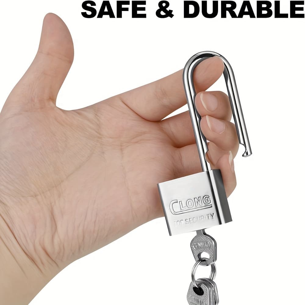 TEMU Heavy Duty Long Lock With Key- Durable Electroplated End, Perfect For Sheds, Gym Lockers, Fences, And Garages
