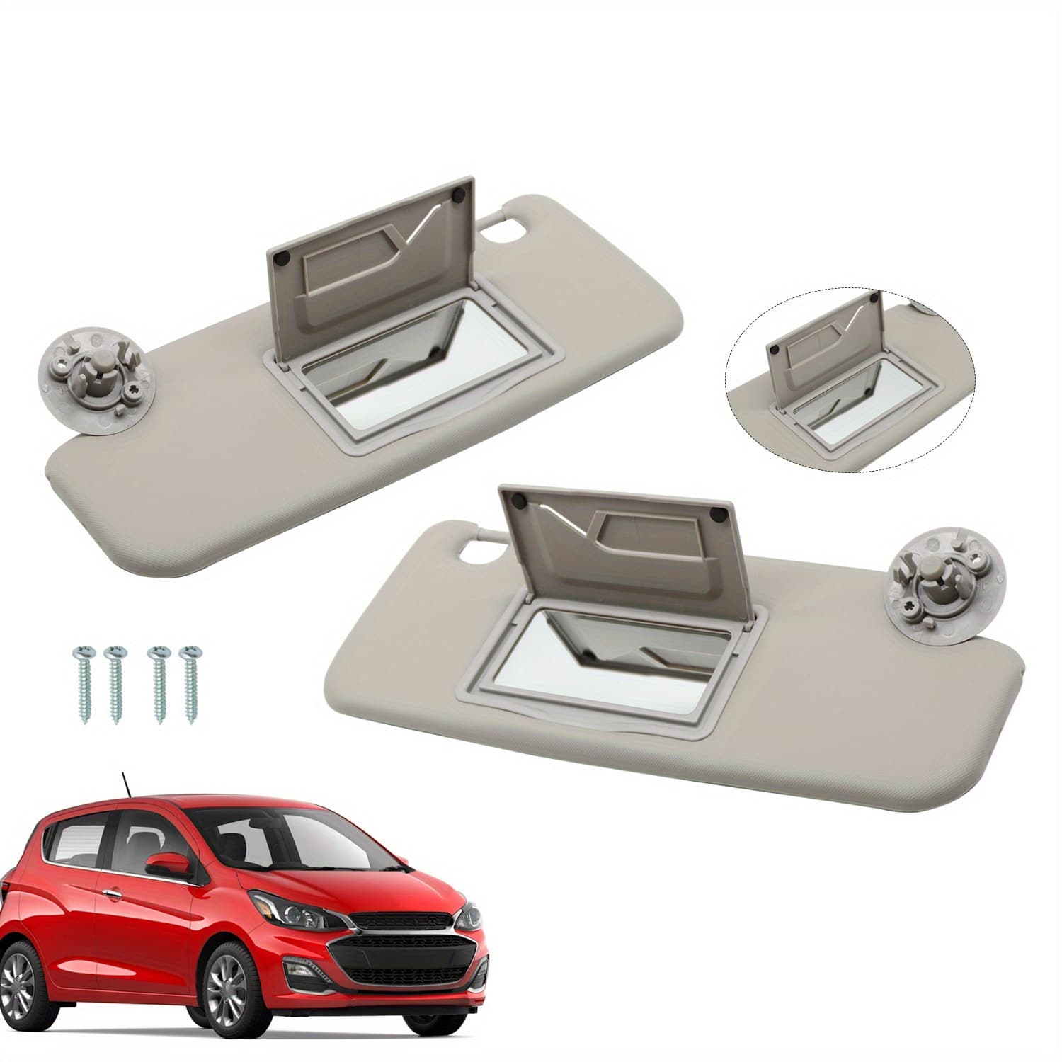 TEMU Dual Luxury Gray Driver & Passenger Sun Visors With Mirror For For 2012-2020