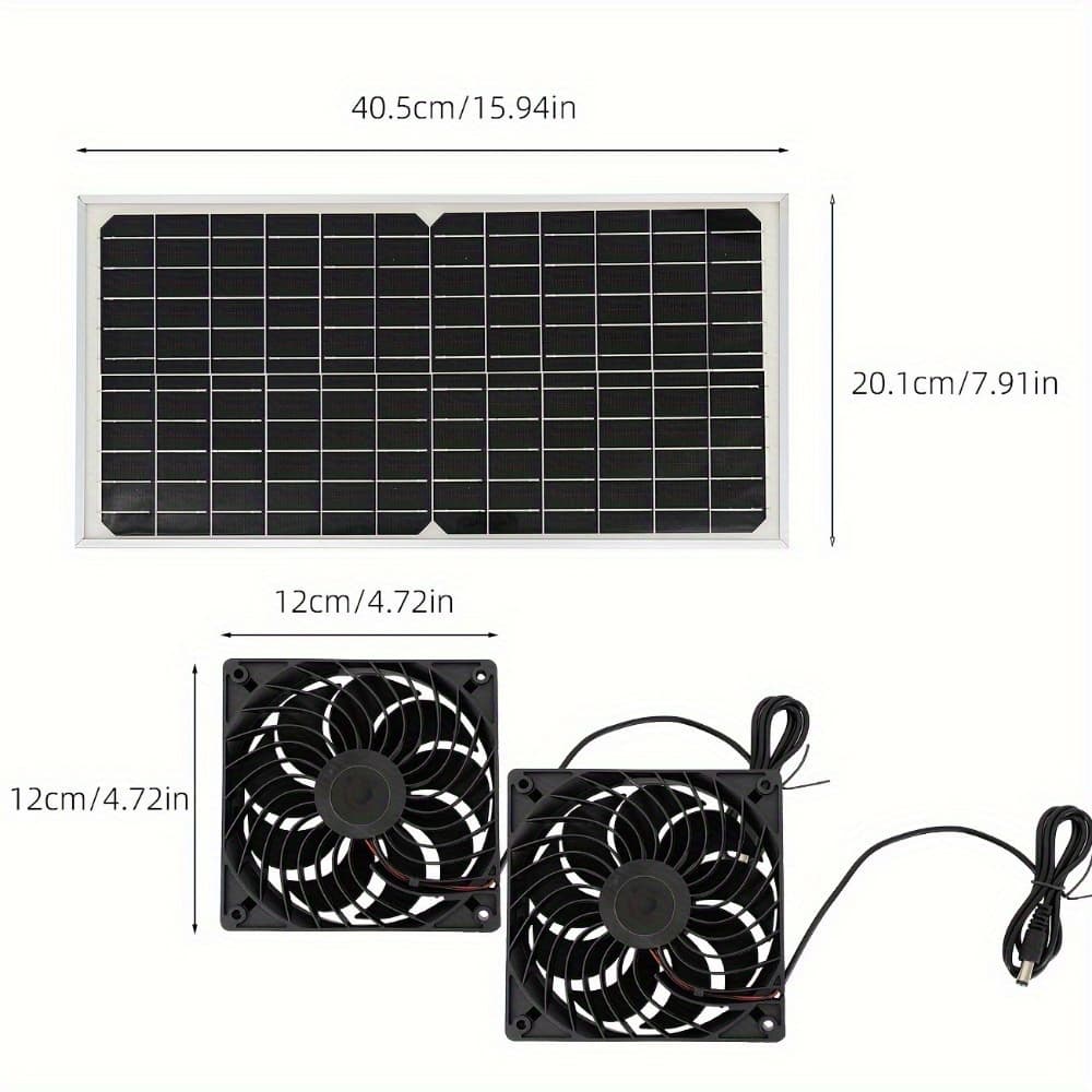 TEMU Solar Panel Fan Kit Dual Fans For Chicken Coop Greenhouse Shed Pet House Window Exhaust Insulation Material Removable Photovoltaic Module