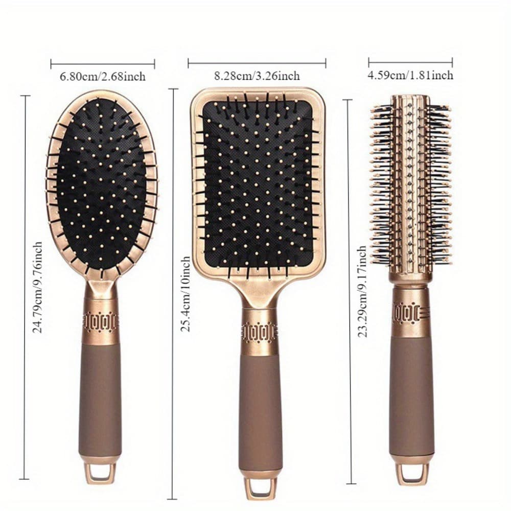 TEMU 3pcs Hair Styling Comb Set - Anti-static, Scalp Massaging Brushes For Hair - Ideal For Curly, Thick, And All Hair Types
