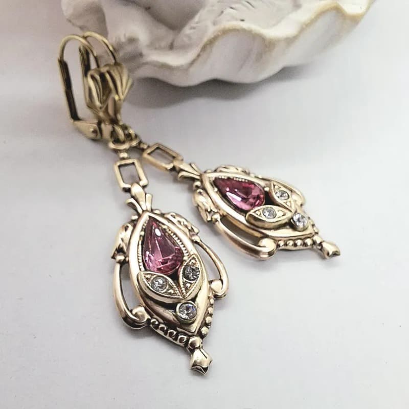 TEMU 2pcs Vintage Teardrop Earrings For Women - Elegant Court-style Drop Dangle Earrings Suitable For Dates, Birthdays, Balls, Anniversaries, Parties - Wedding & Special Occasion