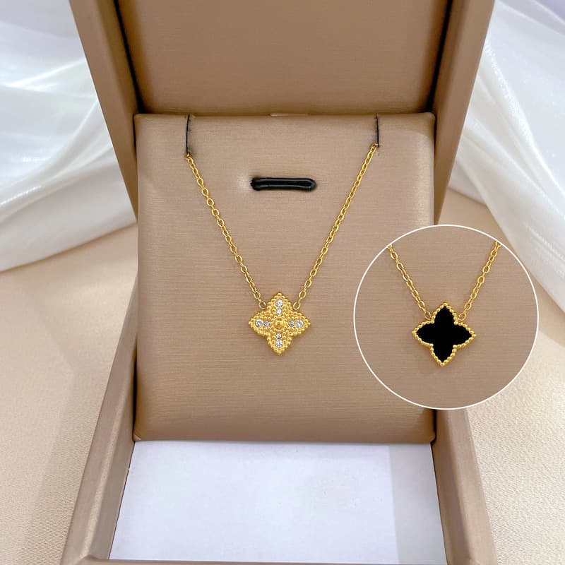 TEMU 1pc Stainless Steel Necklace For Women, Minimalist Floral Pendant Chain, Trendy Layering Piece, Dainty Everyday Jewelry Gift, Fashionable Collarbone Accessory For Teens