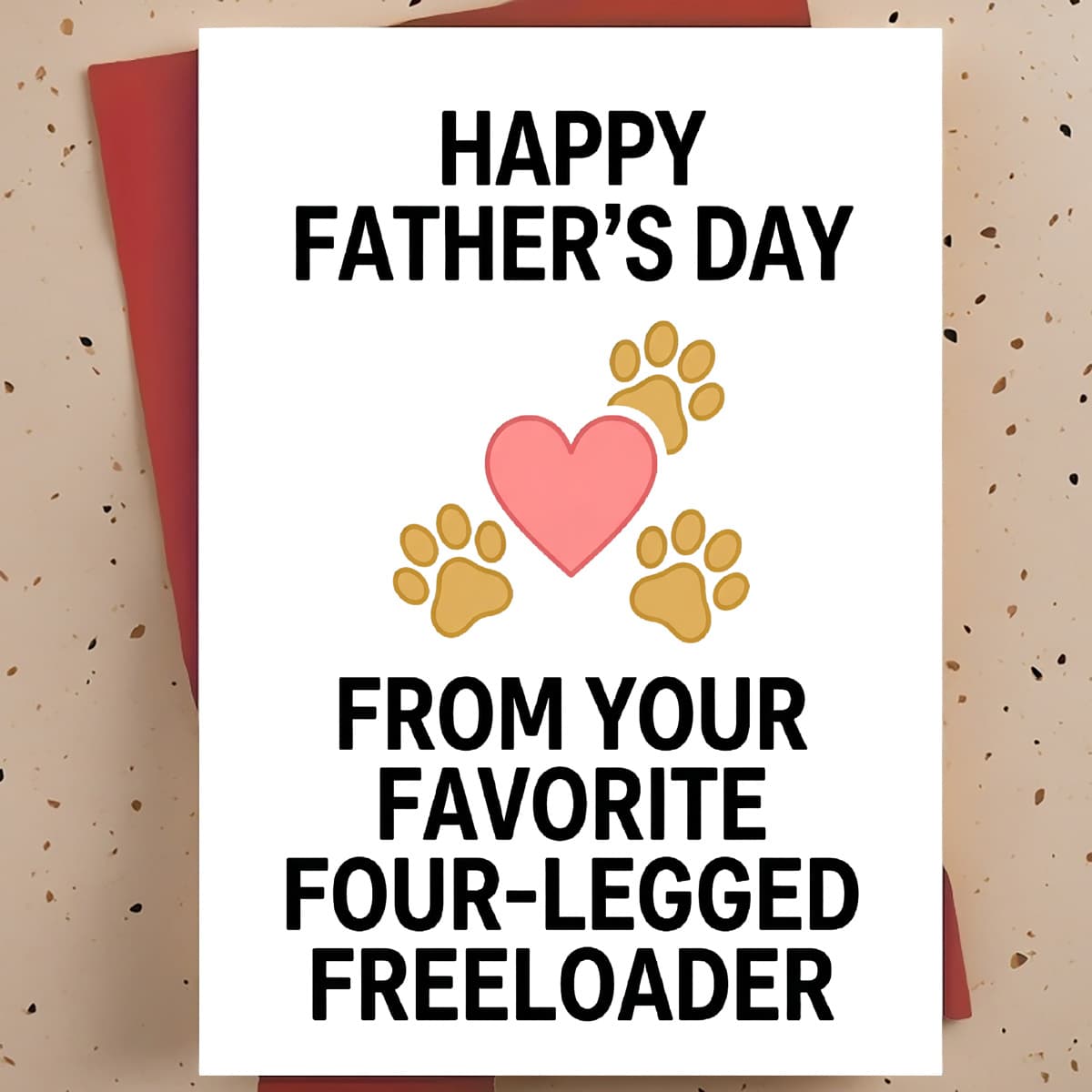 TEMU 1pc Funny Father's Day Greeting Card For Dog Dad, Cat Dad, Pet-loving Father - Paw Print And Heart Minimalist Cartoon, Humorous Sarcastic Card, With Envelope