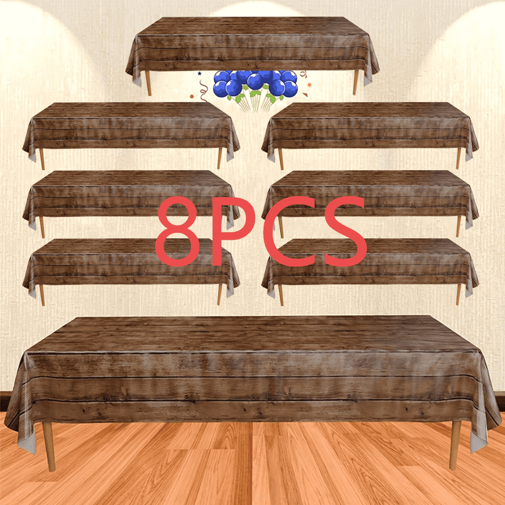 TEMU A Collection Of 8 Rectangular Table Covers With A Brown Wood Grain Design - Measuring 54 By 72 Inches, Featuring A Aesthetic, Perfect For Rustic Western Barn-themed Celebrations, Weddings