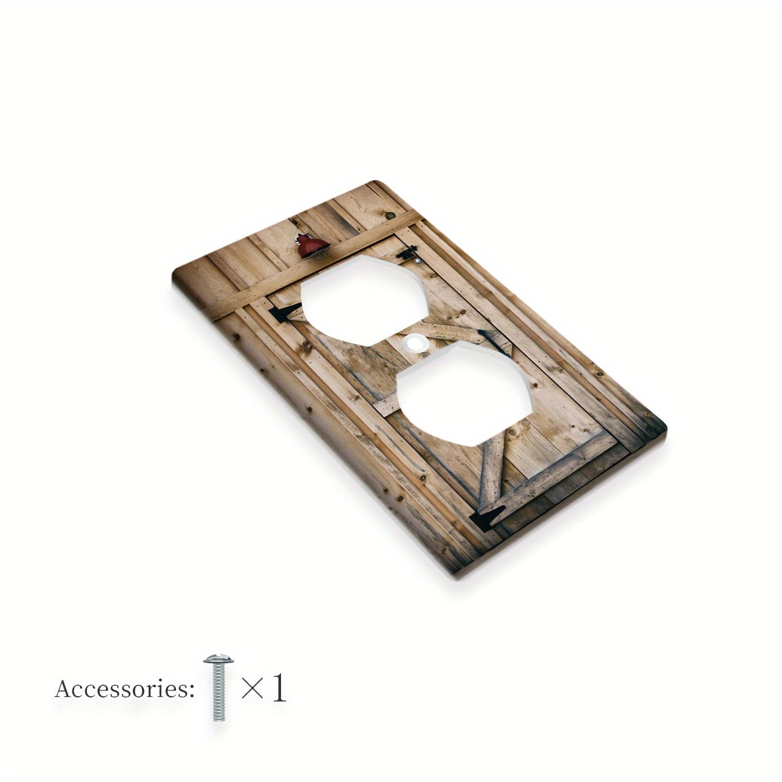 TEMU 1pc 1gang/2gang Rustic Barn Door Decorative Light Switch Wall Plate Cover Electrical Outlet Cover Receptacle Plug Face Plate For Home Bedroom Kitchen Room Decor