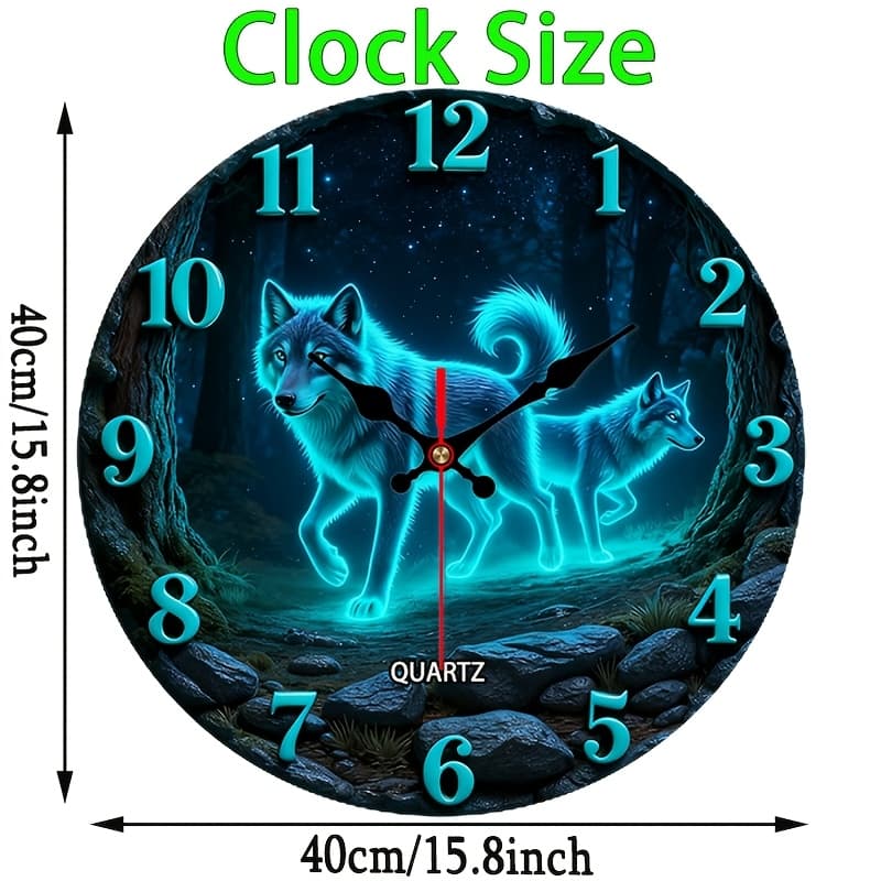 TEMU 1pc 9.84inch Wood 2d Flat Starry -the-dark Wall Clock | Quiet Round Quartz, Suitable For Bedroom, Living Room, Office Decoration, Housewarming Gift - 14/16 Inches (excluding Aa Batteries)