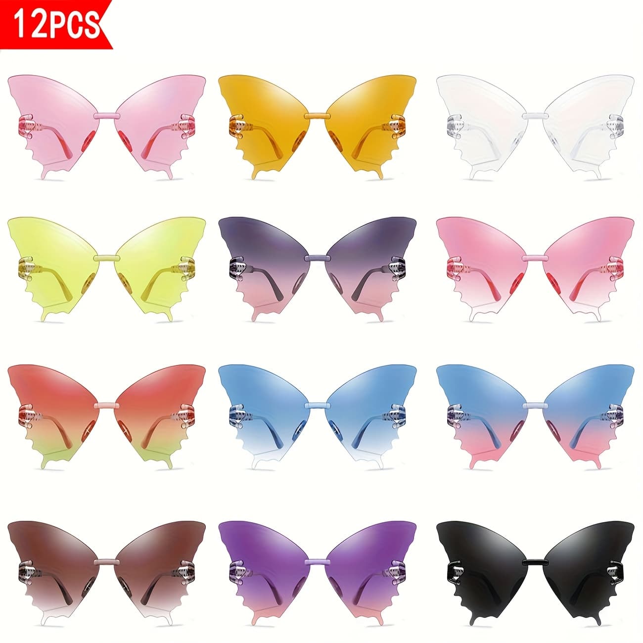 TEMU 12 Pairs Of Personalized Glasses, Jelly-colored Integrated Glasses, -color Options, Suitable For Parties, Taking Pictures, And The For Holiday Gifts