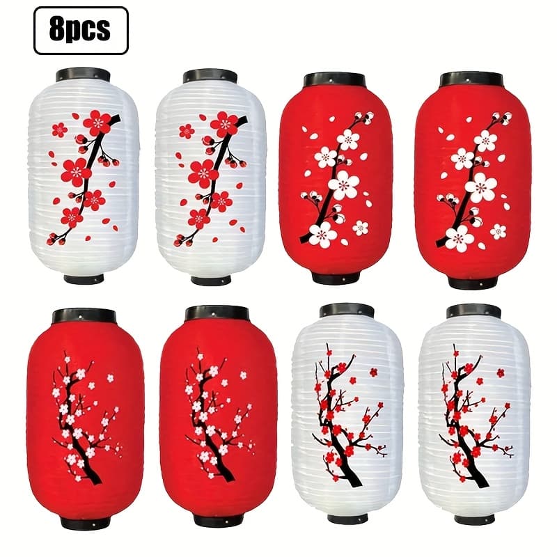 TEMU 8 Lanterns, Foldable Peach Lanterns, Create Festive Atmosphere, Outdoor Festival Decoration Lighting Fixtures, Foldable And Plum Design, Suitable For Outdoor Celebrations, Birthdays, New Year