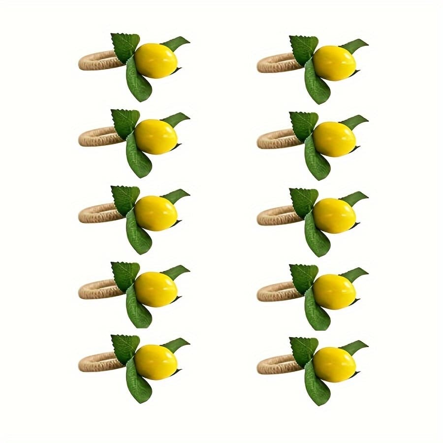 TEMU 10 Handmade Napkin Rings, Realistic Lemon Napkin Rings Suitable For Weddings, Dinner Parties, Banquets, And Napkin Holders