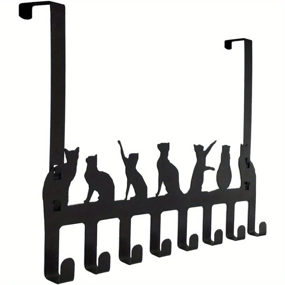 TEMU Over-the-door Hook Hanger, Sturdy Organizer Rack For Towels, Hats, Hoodies, Coats, Clothes, Bags - 8 Hooks (black)