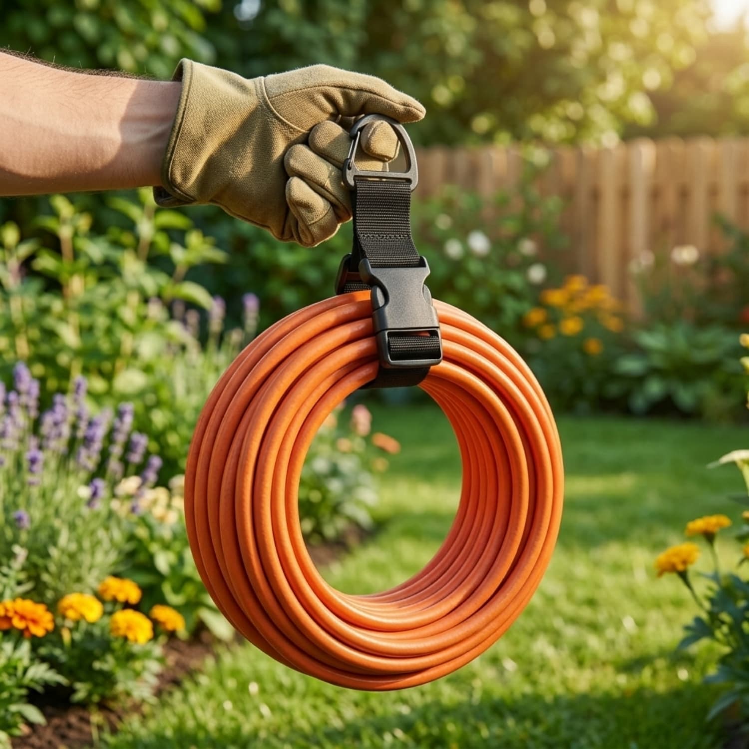 TEMU 4pcs Adjustable Garden Hose Straps, Heavy-duty Extension , Hanging Storage Straps For Garage & Workshop, Reusable Cable Management Ties