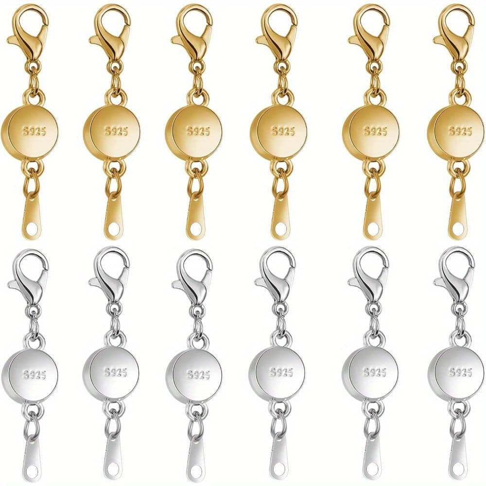 TEMU 925 Silvery Magnetic Jewelry Clasp, Round Magnetic Necklace Clasps And Closures, Magnetic Clasp Converter For Jewelry Making Supplies