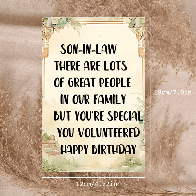 TEMU 1 Birthday Card For Son-in-law- Special Family Volunteer Appreciation, Birthday For Anyone, Birthday Card
