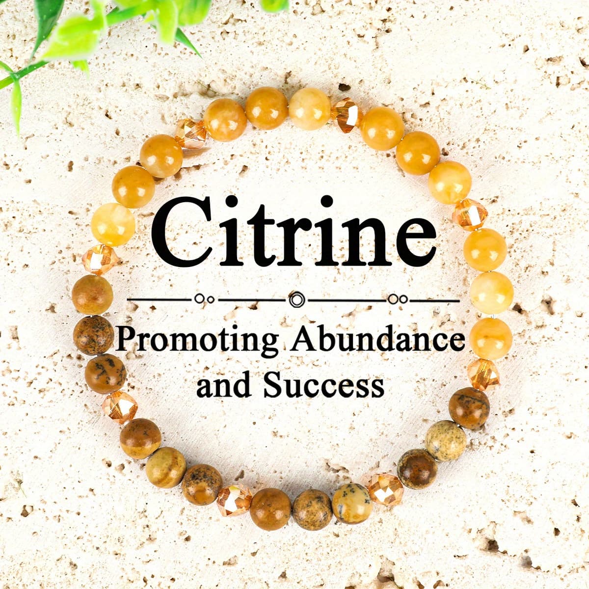 TEMU 1pc Citrine Stone Beaded Bracelet, 6mm, Handcrafted Jewelry Gift For And Success, Unisex, Jewelry For Women