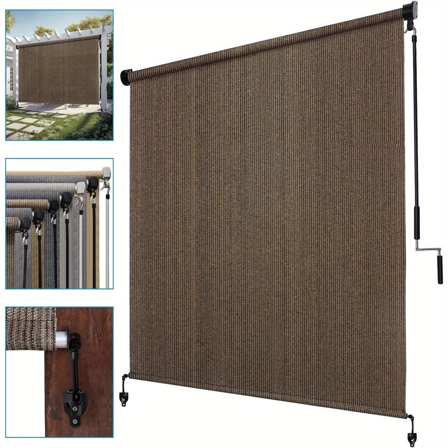 TEMU Outdoor Blinds Screens For Patio Outdoor Roller Shade With Spliced Design, Cordless Exterior Roll Up Sun Shade For Pergola Front Porch