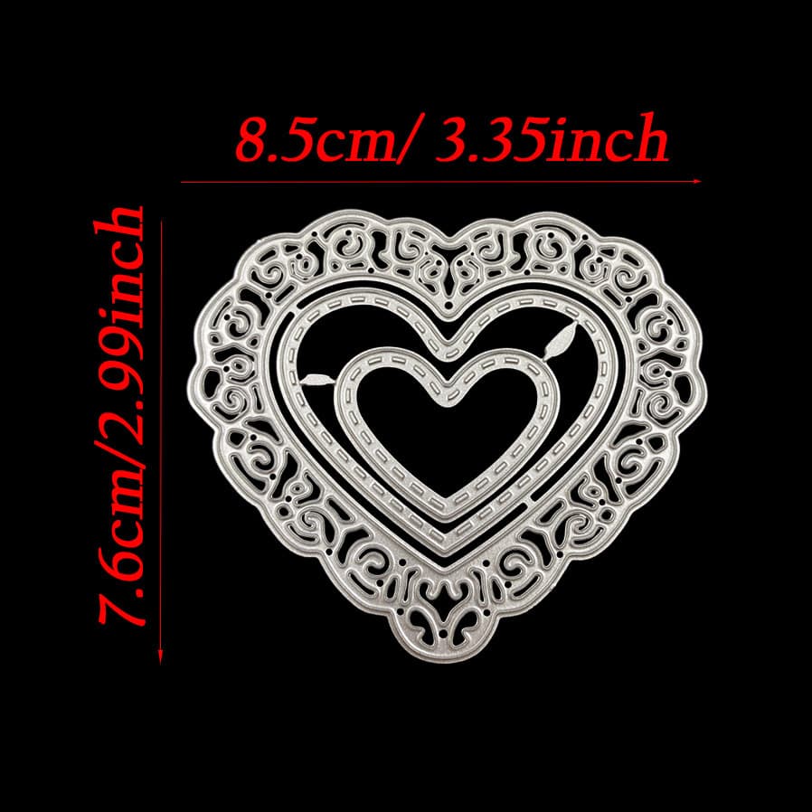 TEMU New Lace Edge Love Heart Metal Cutting Dies For Diy Scrapbooking Album Greeting Card Making Paper Craft