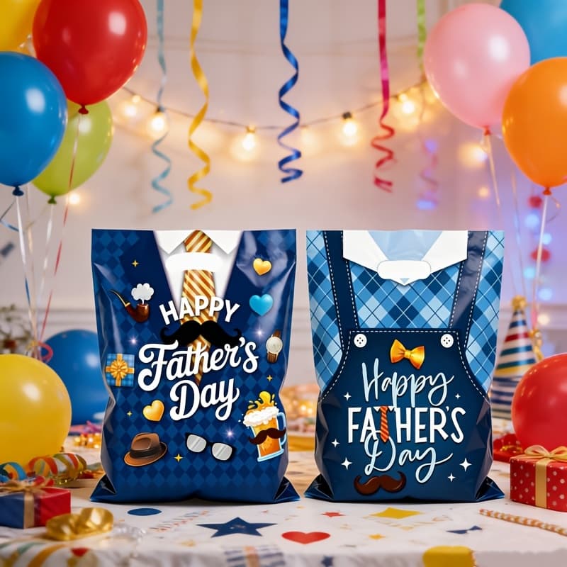 TEMU 10/30pcs Of Happy Father's Day Themed Party Gift Bags, With Handle Plastic Snack And Candy Bags, Gentleman Style Holiday Gift Bags, Father's Day Party Decoration Supplies