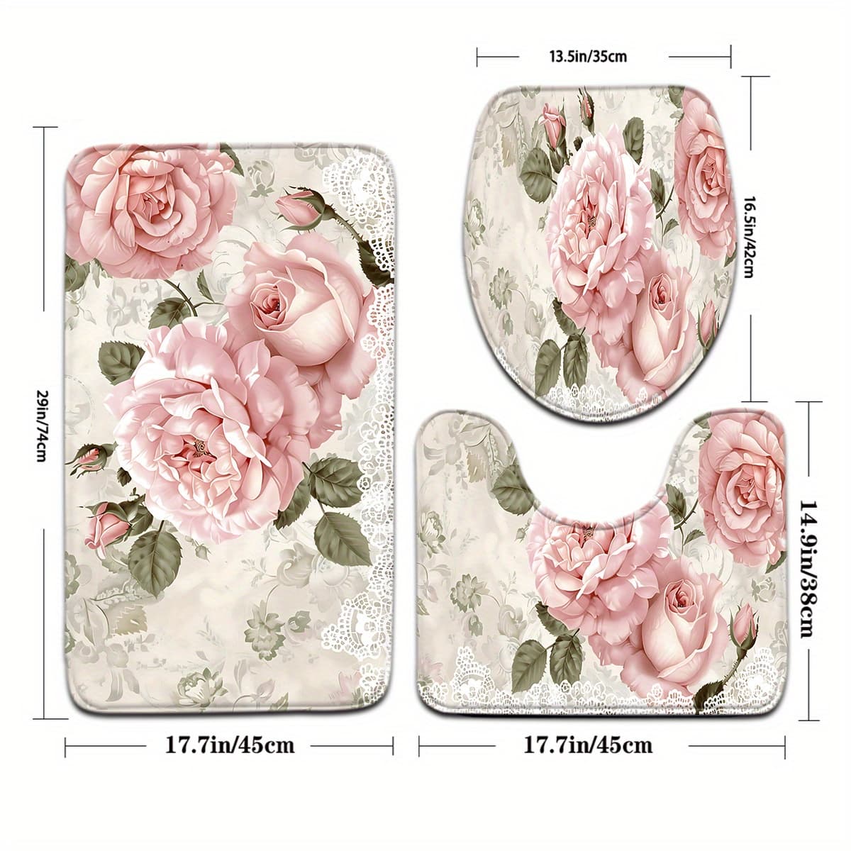 TEMU [open ] 3pcs Mother's Day Pattern Bathroom Mat Set Toilet Lid Cover U-shaped Foot Mat