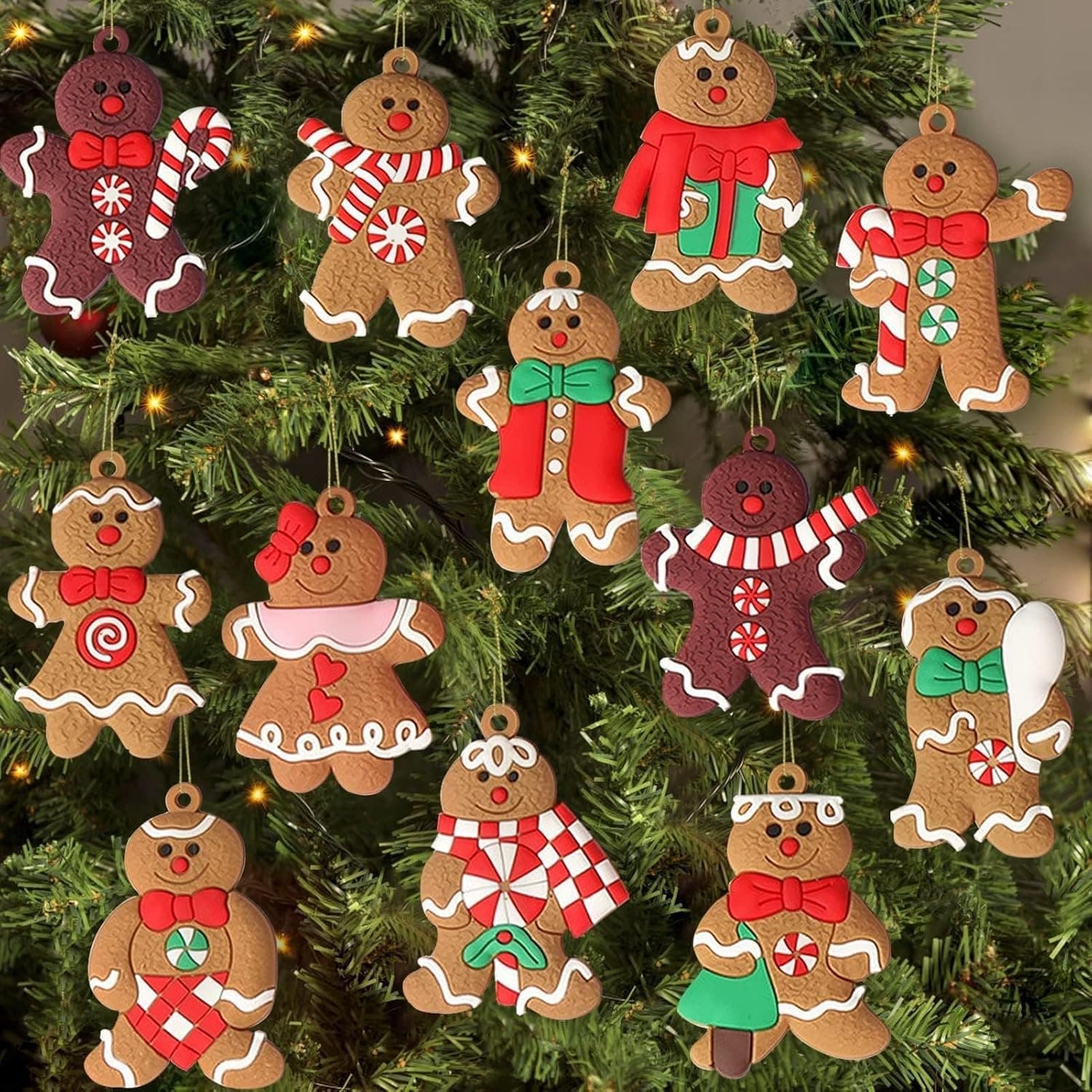 TEMU Set Of 24 Gingerbread Man Decorations For The Christmas Tree, Featuring A Of Gingerbread Figures, Each Measuring 3 Inches In Height