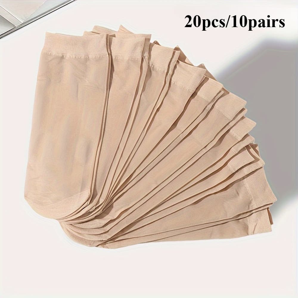 TEMU 10 Pairs Of Solid Color Transparent Socks, Comfortable And Breathable Women's Socks And Thigh-high Socks