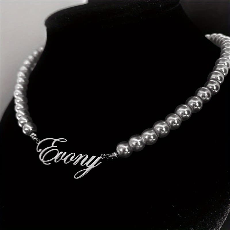 TEMU Custom Name Necklace With Chain Personalized Letter Stainless Steel Choker Daily & Party Occasion, & Valentine's Day Gift, Necklace For Her