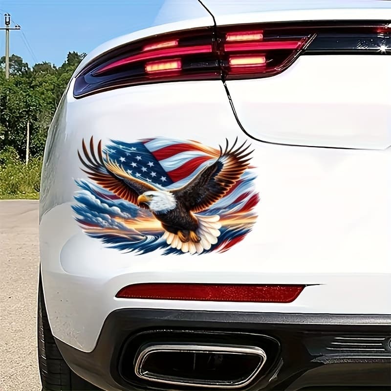 TEMU Set Of 2 Vinyl Stickers Featuring A Eagle And Flag, Perfect For Decorating Laptops, Water Bottles, Car Bumpers, Glass , And Walls