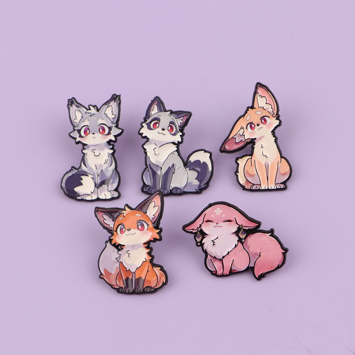 TEMU 5pcs/set Fox Enamel Pin | Cute Lapel Pins Badges On Backpack Women's Brooch Clothes Gift Jewelry Fashion Additions, Alloy With Silicone Back