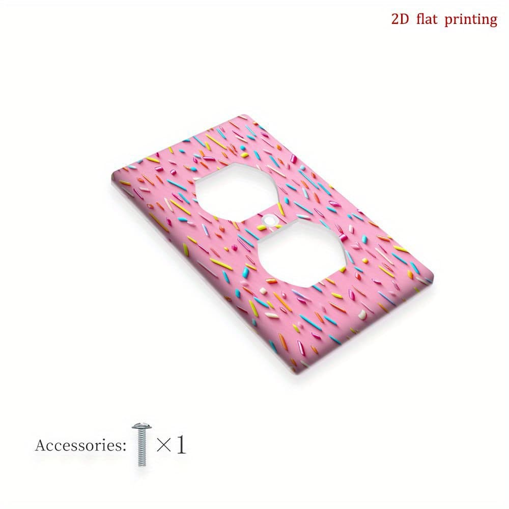 TEMU 1pc [2d Flat Printing] Cupcake Sprinkles Wall Plate Light Switch Cover, Decorative Outlet Wall Plate, For Home, Bedroom, Kitchen Essentials, Decorative For Light Switch