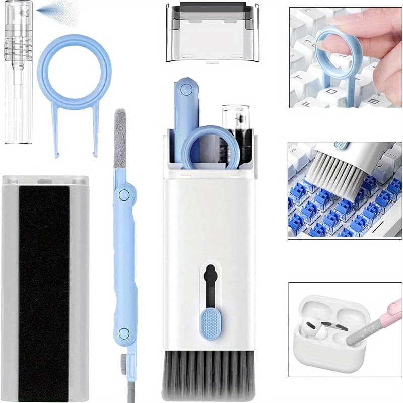 TEMU -in-one Multifunctional Cleaning Brush, Including A Keyboard Brush, Headphone Cleaner, Screen Dust Brush For Phones, Keycap Puller, And A Cleaning Kit, Is An Essential Cleaning Tool