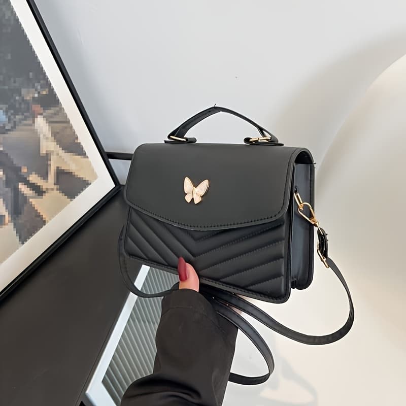 TEMU Women's Elegant Crossbody Bag - Purse With Magnetic Closure, Quilted Handbag, Detachable Strap - Everyday & Formal Events - Black/, Spot Clean Only -