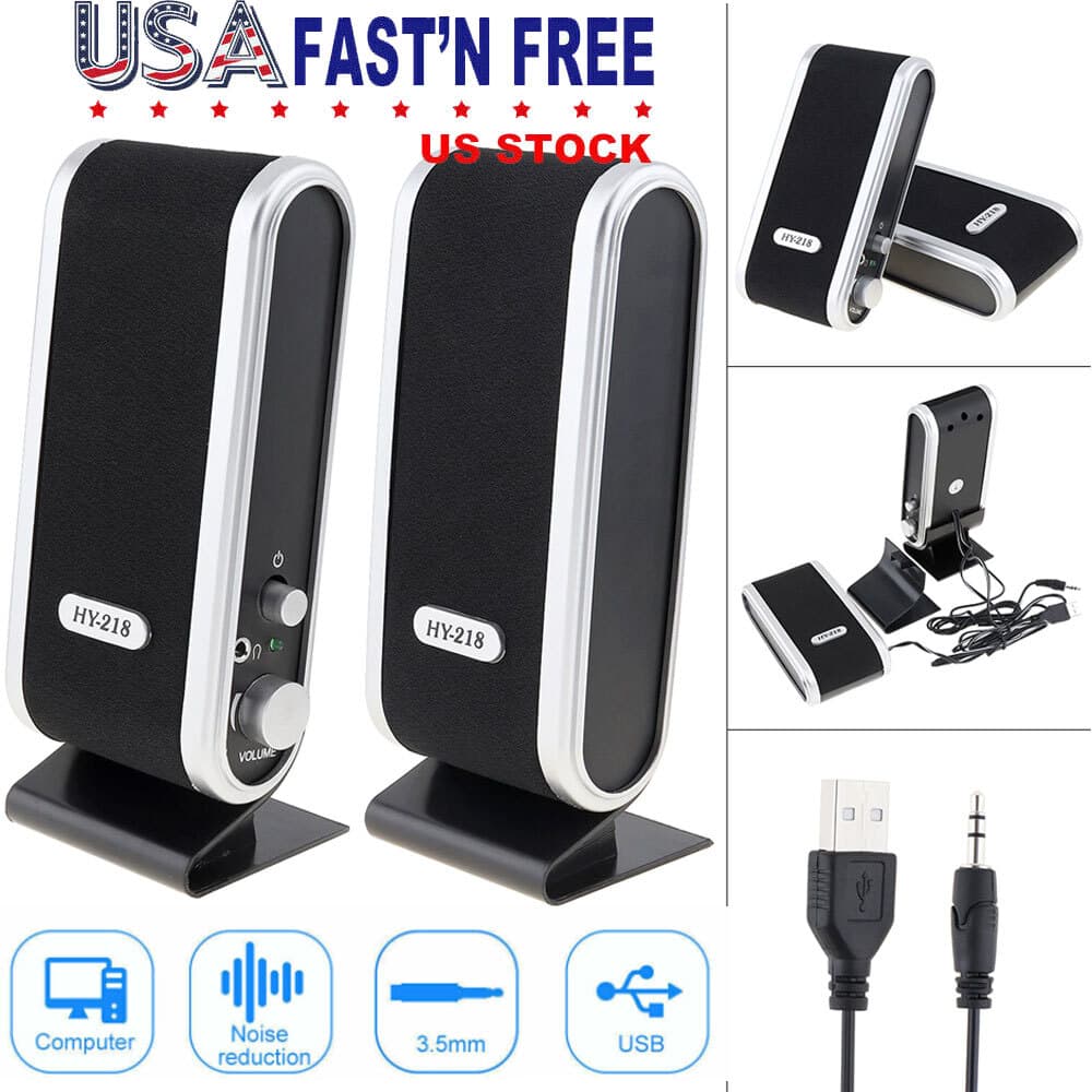 TEMU New Pc Computer Stereo Usb 3.5mm Jack Desktop Laptop , New 120w Usb Power Desktop Computer Notebook Audio Speaker 3.5mm Earphone Jack, Black