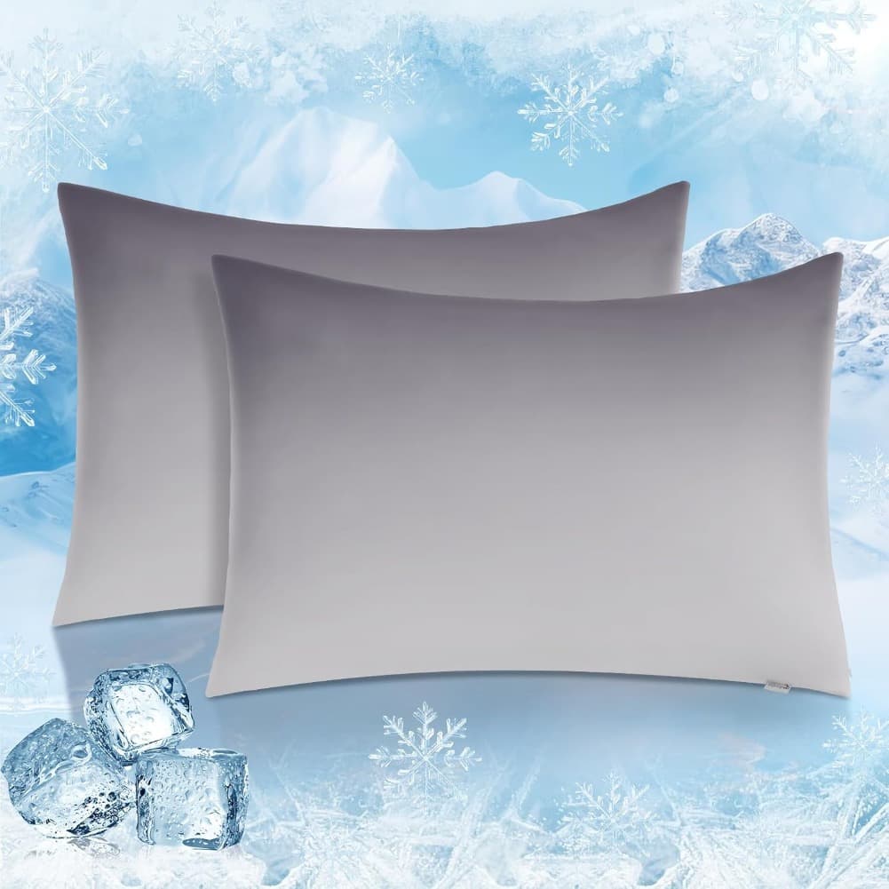 TEMU 2pcs Cooling Pillowcases, >0.5 Gradient Cool Pillowcases For Hot Sleepers With Hair And Skin, Skin-friendly, Machine Washable Hidden Cooling Pillow Covers - Gradient Blue