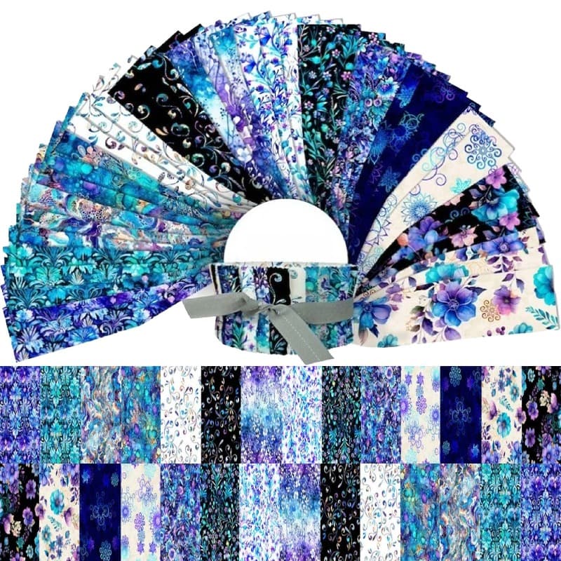TEMU A Set Of 40 Pre-cut Fabric Pieces Measuring 6.5 By 50 Cm (2.55 By 19.7 Inches) Featuring A Blue- . This Sewing Kit Is Perfect For Hand Sewing, , Doll Creation, Bag