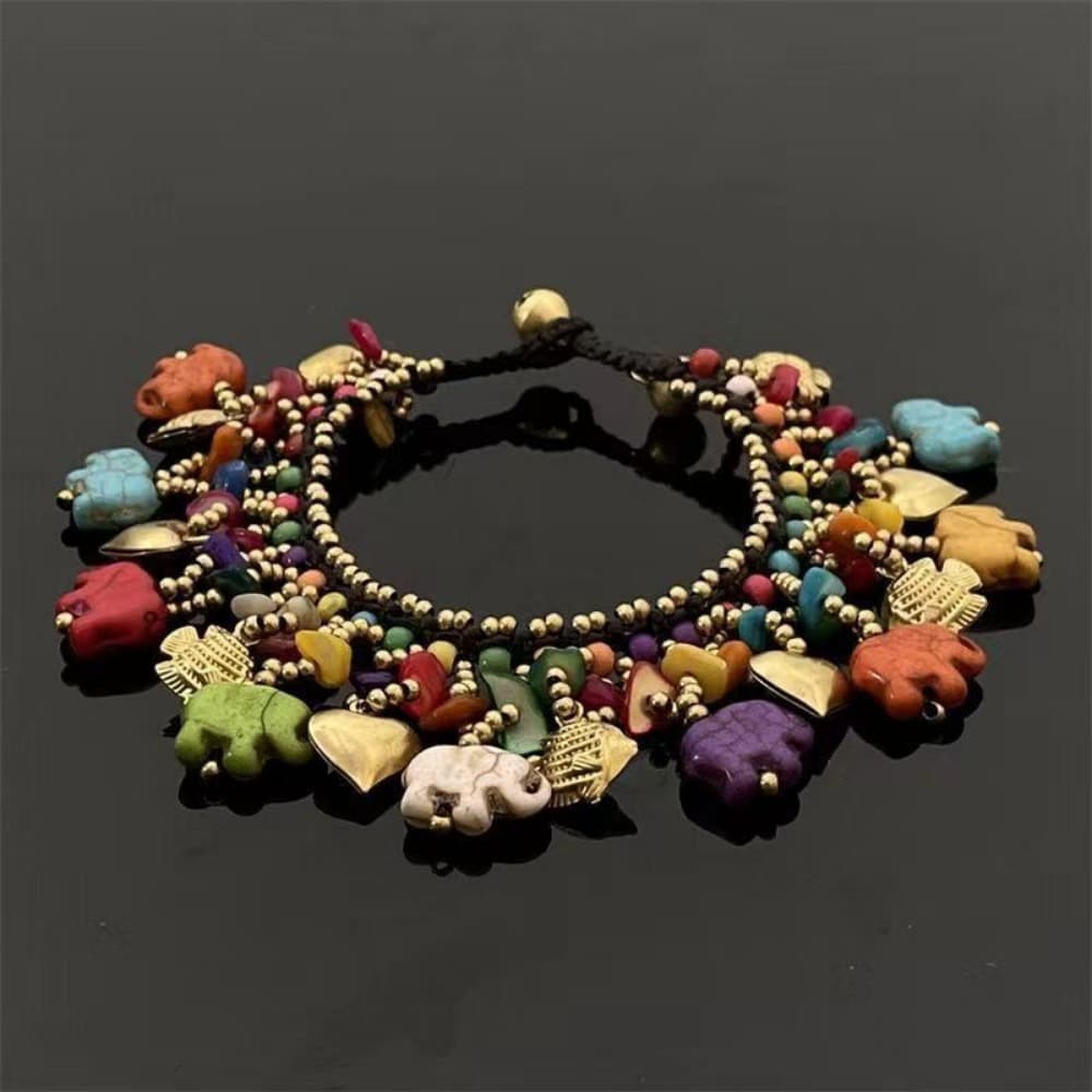 TEMU Bohemian Elephant Charm Bracelet-wax Line Woven, Women's Jewelry Accessories, Bracelet Charm Ingredients