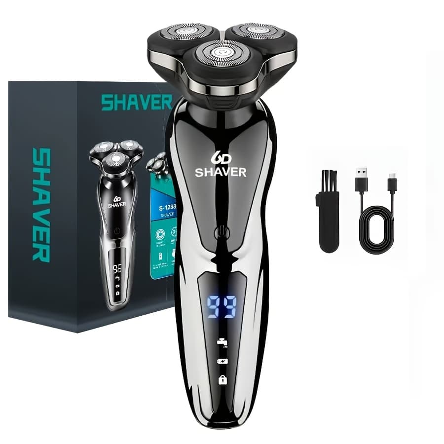 TEMU Men' 3-in-1 Electric Razor & Shaver - Portable Beard Trimmer With 3d , Digital Display Suitable For Nose Hair Trimmer, Ear Hair Shaver, Eyebrow Grooming Machine, - Shaving Device