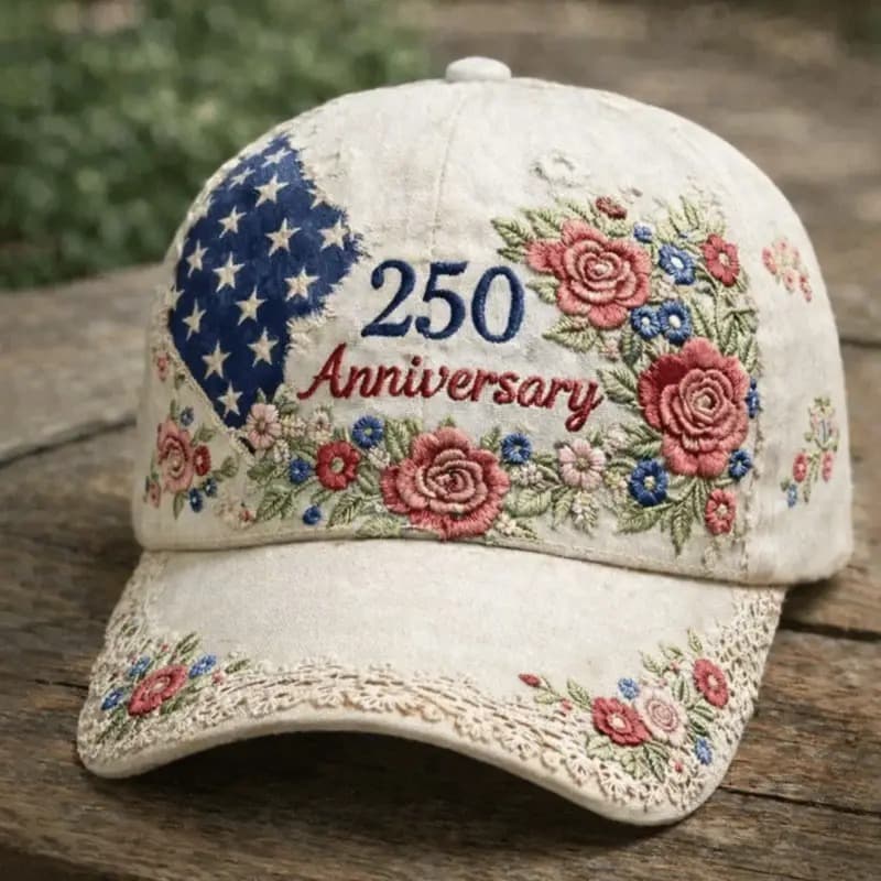 TEMU Women's 250th Anniversary 3d Flower Printed Baseball - Suitable For Day, Weddings & Daily Wear, Breathable Fitted Hat With Hand Wash Care, Casual For All-matching Outfits For Fashionable