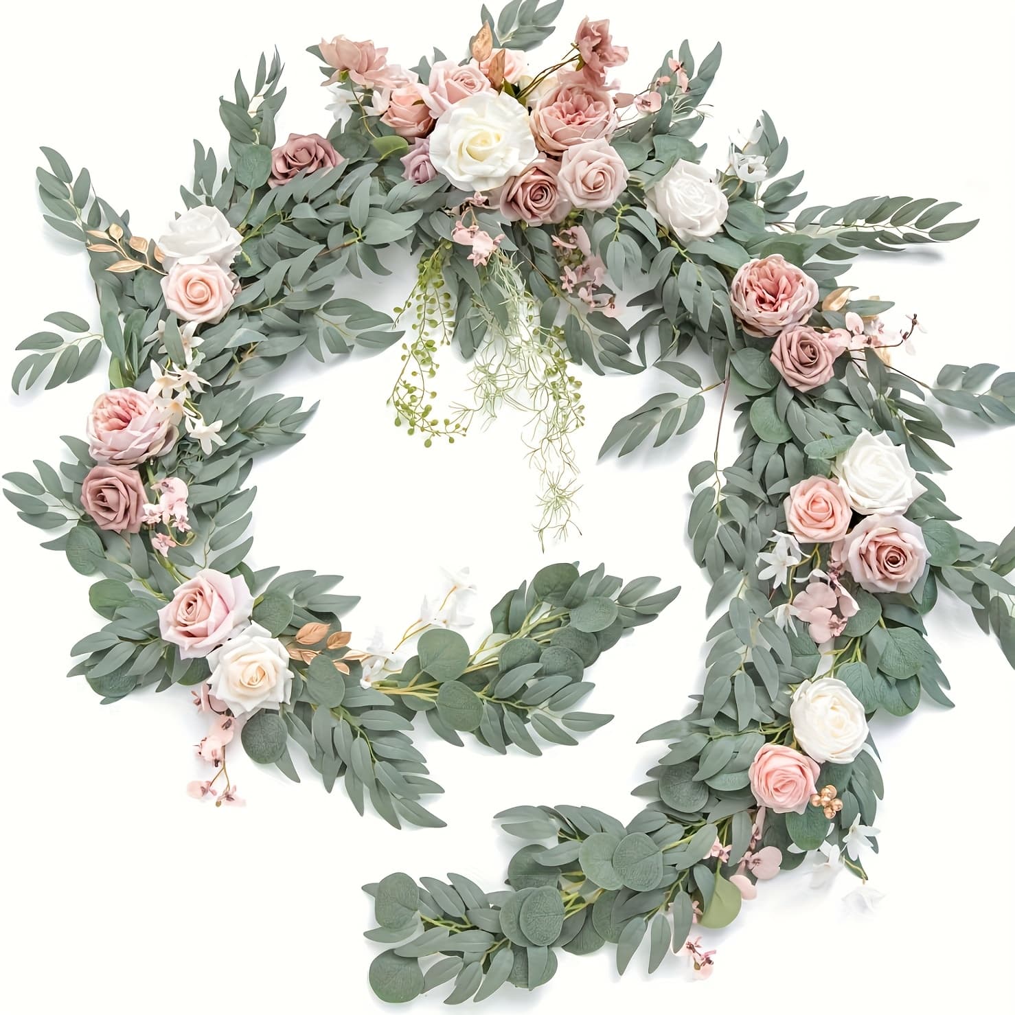 TEMU 106-inch Pink Artificial Rose Vine Garland- Wedding Arches, Table Runners, Banquet Garlands, Hotel Anniversary Parties And Home Decorations